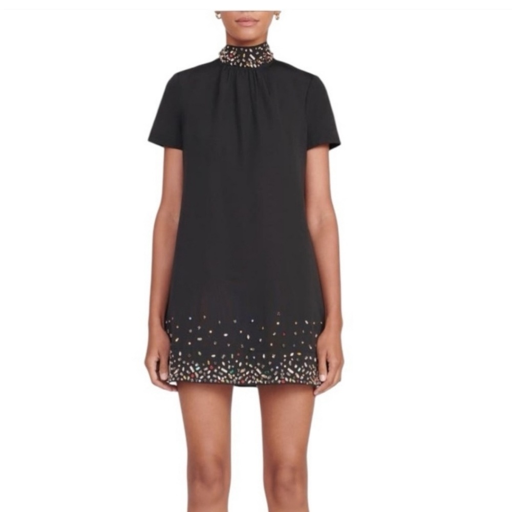 NWT: Staud Mini Ilana Dress in Black Crystal, Size M